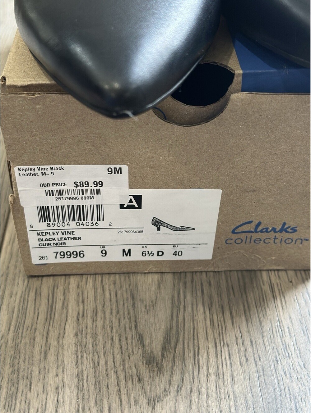 EUC Clarks Collection Kepley Vine Pumps Black Leather Size 9M w/box 2 inches - Picture 3 of 10